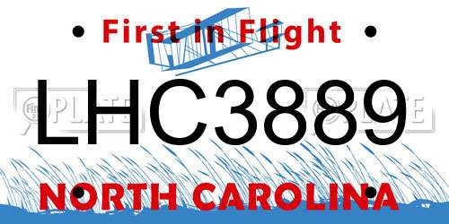 LHC3889 North Carolina License Plate