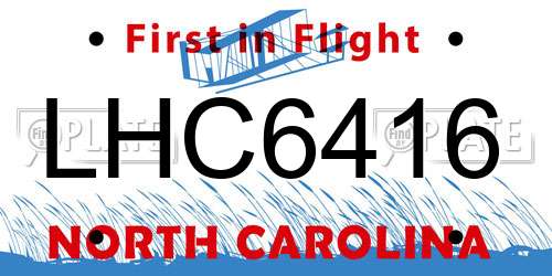 LHC6416 North Carolina License Plate