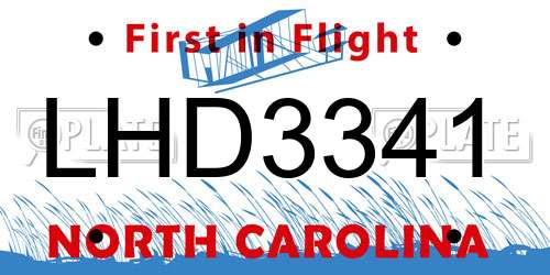 LHD3341 North Carolina License Plate