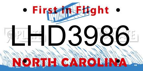 LHD3986 North Carolina License Plate