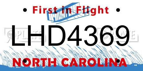 LHD4369 North Carolina License Plate