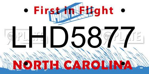 LHD5877 North Carolina License Plate