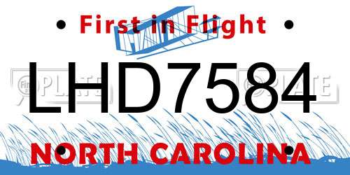 LHD7584 North Carolina License Plate