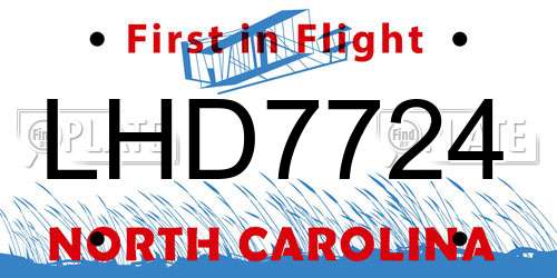 LHD7724 North Carolina License Plate
