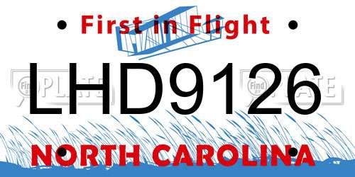 LHD9126 North Carolina License Plate