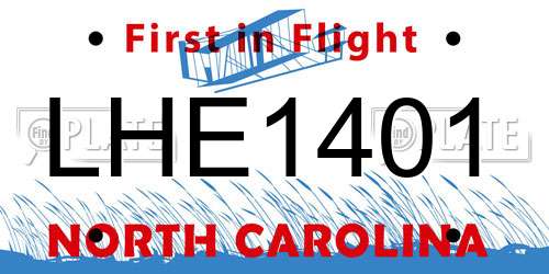 LHE1401 North Carolina License Plate