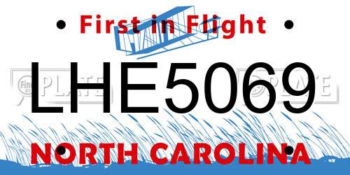 LHE5069 North Carolina License Plate