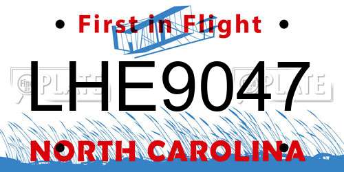 LHE9047 North Carolina License Plate
