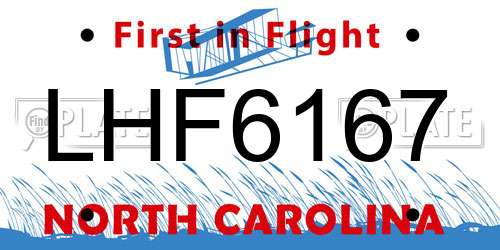 LHF6167 North Carolina License Plate