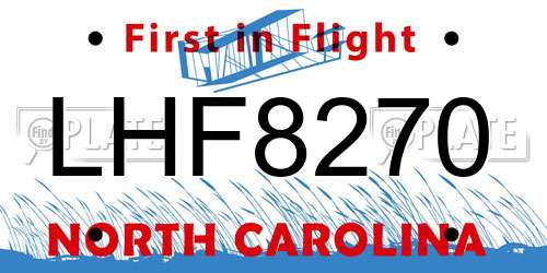 LHF8270 North Carolina License Plate