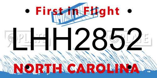 LHH2852 North Carolina License Plate