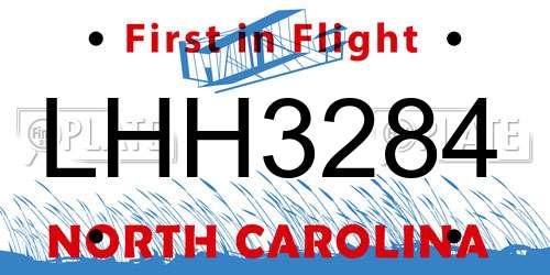 LHH3284 North Carolina License Plate