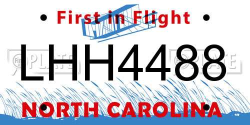 LHH4488 North Carolina License Plate