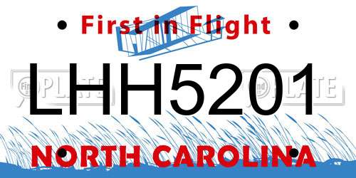 LHH5201 North Carolina License Plate