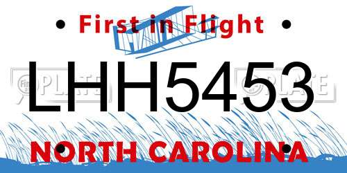 LHH5453 North Carolina License Plate