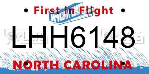 LHH6148 North Carolina License Plate