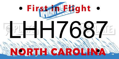LHH7687 North Carolina License Plate