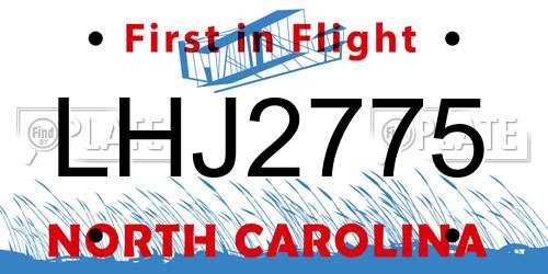 LHJ2775 North Carolina License Plate