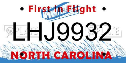 LHJ9932 North Carolina License Plate