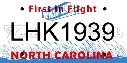 LHK1939 North Carolina License Plate