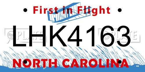 LHK4163 North Carolina License Plate