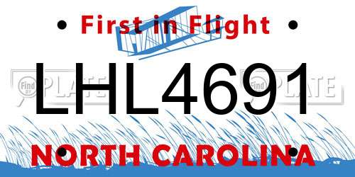 LHL4691 North Carolina License Plate
