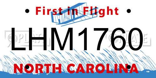 LHM1760 North Carolina License Plate