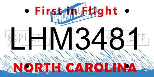 LHM3481 North Carolina License Plate
