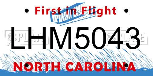 LHM5043 North Carolina License Plate