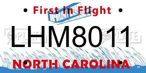 LHM8011 North Carolina License Plate