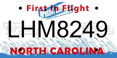 LHM8249 North Carolina License Plate