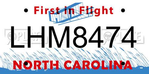 LHM8474 North Carolina License Plate
