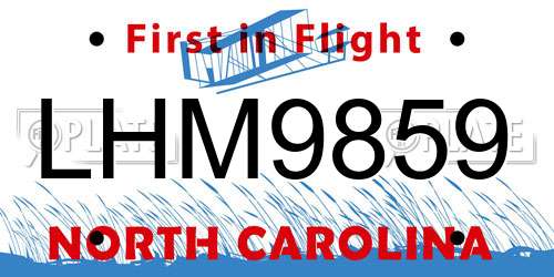 LHM9859 North Carolina License Plate