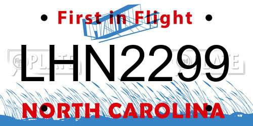 LHN2299 North Carolina License Plate