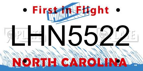 LHN5522 North Carolina License Plate