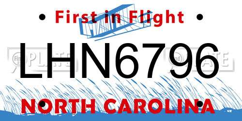 LHN6796 North Carolina License Plate