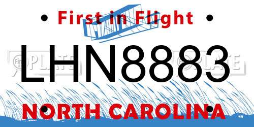 LHN8883 North Carolina License Plate