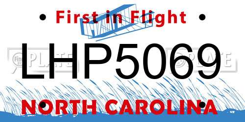LHP5069 North Carolina License Plate