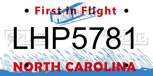 LHP5781 North Carolina License Plate