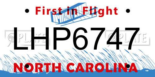 LHP6747 North Carolina License Plate