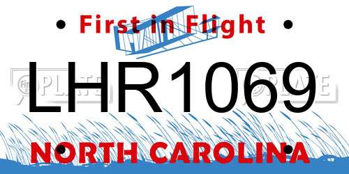 LHR1069 North Carolina License Plate