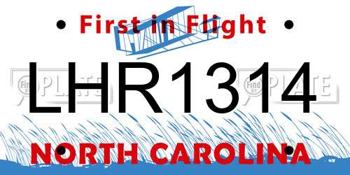 LHR1314 North Carolina License Plate