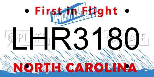 LHR3180 North Carolina License Plate