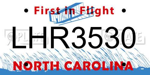 LHR3530 North Carolina License Plate