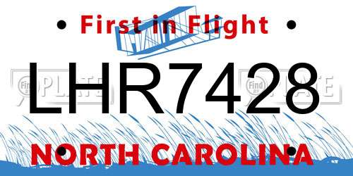 LHR7428 North Carolina License Plate