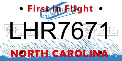 LHR7671 North Carolina License Plate