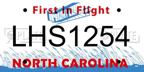 LHS1254 North Carolina License Plate