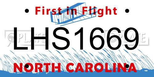 LHS1669 North Carolina License Plate