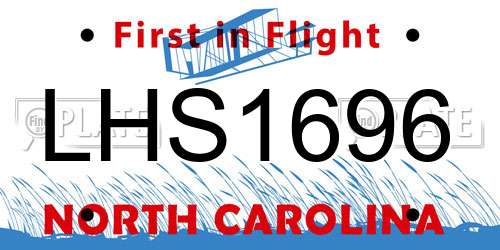 LHS1696 North Carolina License Plate