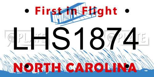 LHS1874 North Carolina License Plate